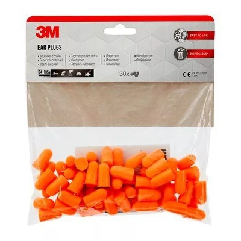 Uudelleenkäytettävä korvatulppa 3M 1100C30 oranssi, johdolla, 30 kpl:n pakkaus