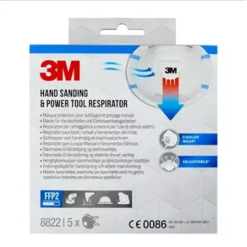 3M 8822PRO5 uudelleenkäytettävä hengityssuojain FFP2 puolinaamari hiukkassuodattava hengityssuojain