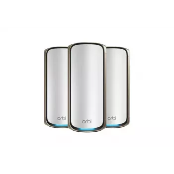 NETGEAR Orbi 970 Series Quad-Band WiFi 7, 3 kpl:n pakkaus Quad-Band (2,4 GHz / 5 GHz-1 / 5 GHz-2 / 6 GHz) Wi-Fi 6 (802.11ax) harmaa sisäinen