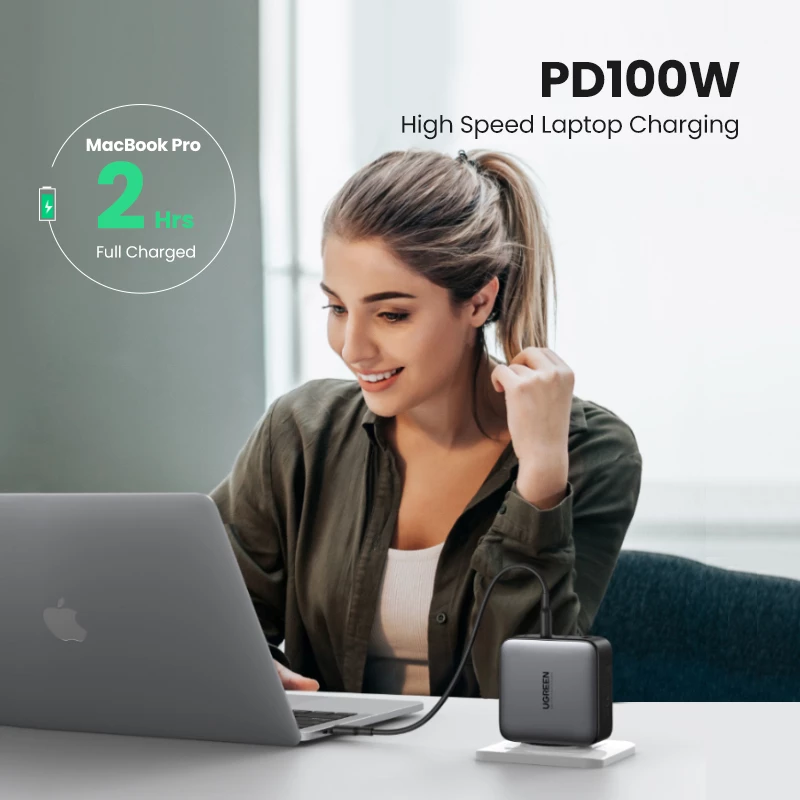 Laturi Ugreen Nexode 100W GaN USB-C USB-A pikalataus 3 porttia