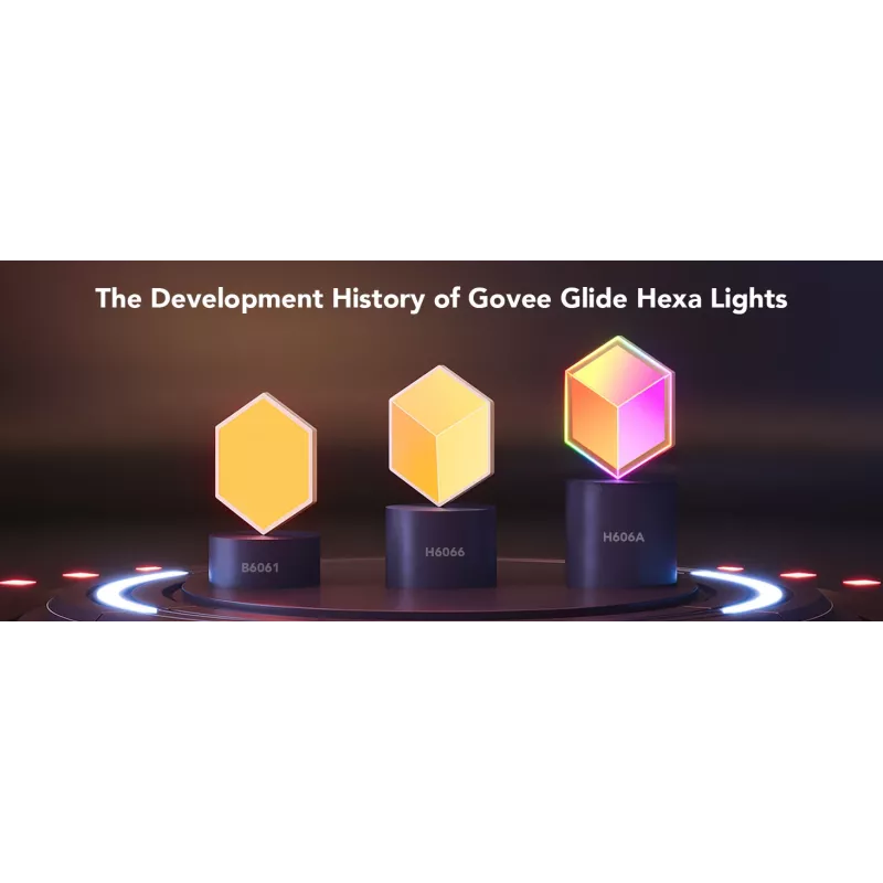 Govee Glide Hexagon Light Panels Ultra -älyseinävalosarjan laajennuspakkaus – Wi-Fi/Bluetooth, 36 V tulo, harmaa