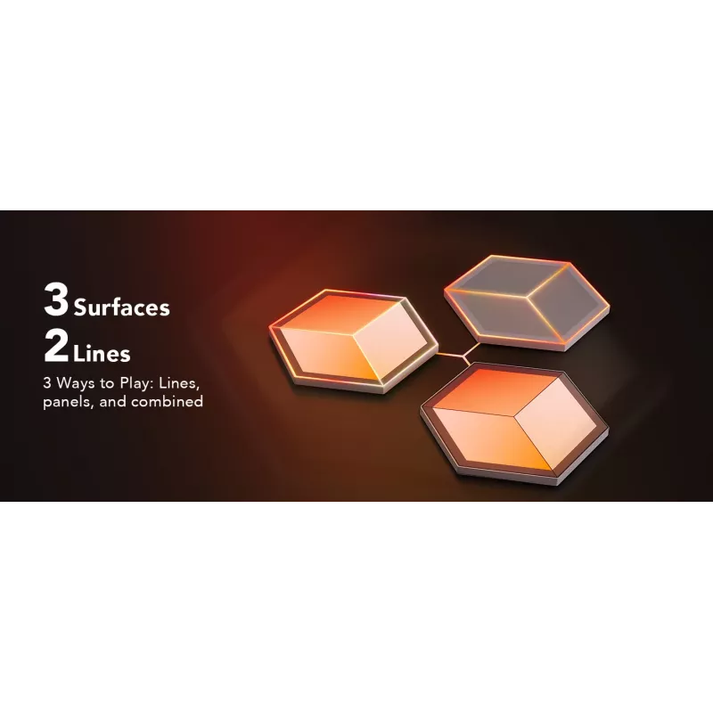 Govee Glide Hexagon Light Panels Ultra -älyseinävalosarjan laajennuspakkaus – Wi-Fi/Bluetooth, 36 V tulo, harmaa