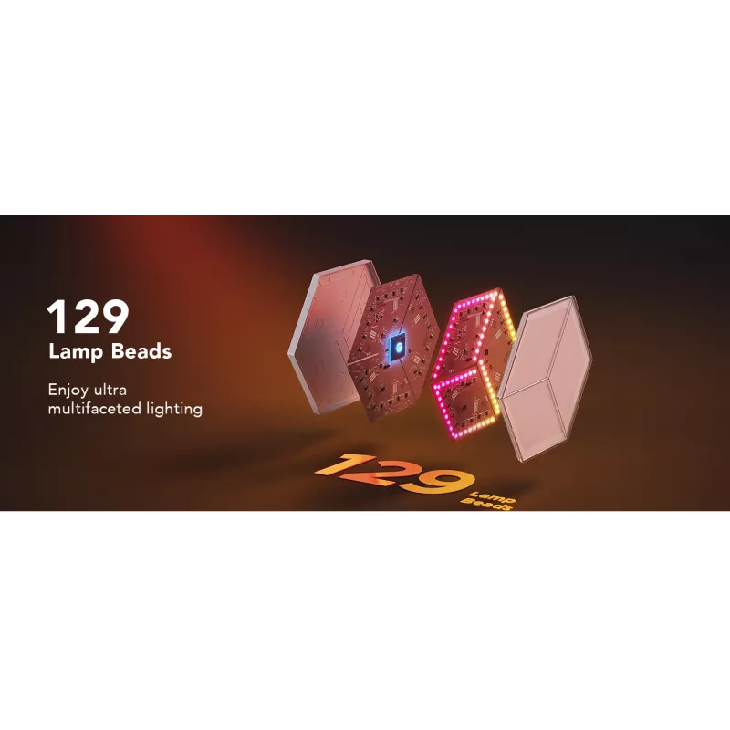 Govee Glide Hexagon Light Panels Ultra -älyseinävalosarjan laajennuspakkaus – Wi-Fi/Bluetooth, 36 V tulo, harmaa