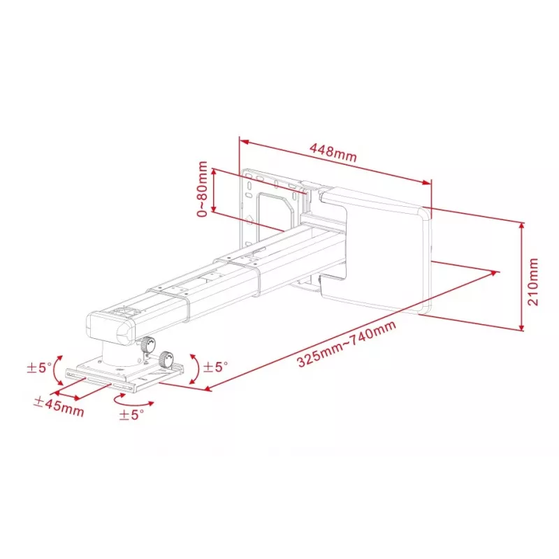 Projektoriteline Multibrackets M Projector Mount Short Throw Deluxe 300-700 Medium seinäteline 25 kg valkoinen