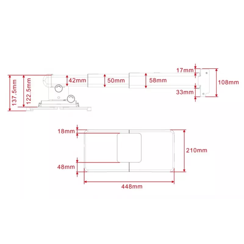Projektoriteline Multibrackets M Projector Mount Short Throw Deluxe 300-700 Medium seinäteline 25 kg valkoinen