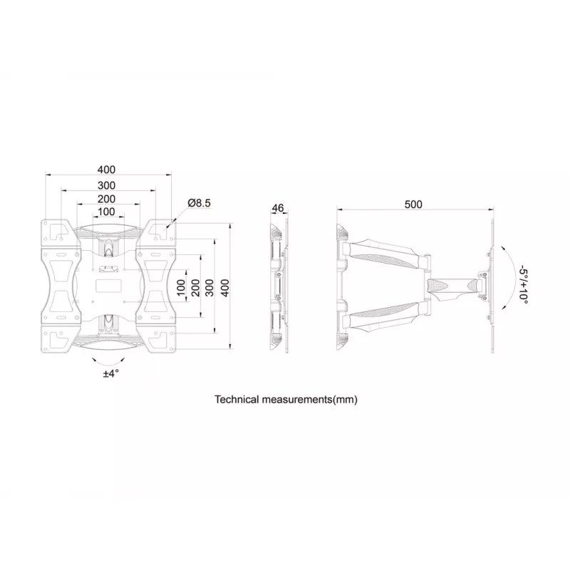 Multibrackets M VESA Flexarm täysin liikkuva yksittäinen 400x400