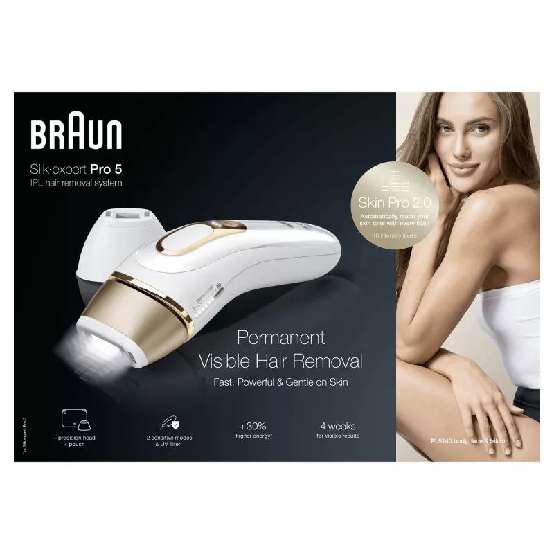 Braun Silk-expert Pro Silk·expert Pro 5 PL5140 Intense pulsed light (IPL) kulta, valkoinen