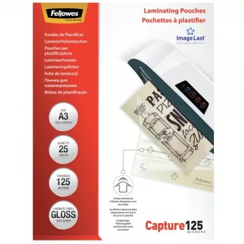 Fellowes ImageLast A3 125 mikronin laminointikalvot - 25 kpl:n pakkaus, kiiltävä, läpinäkyvä, A3, 0,125 mm, 436 mm, 310 mm