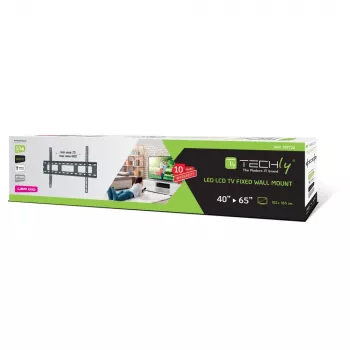 Techly seinäteline ultraohuelle LED LCD TV:lle 40-65 tuumaa, 101,6 cm (40 tuumaa), 165,1 cm (65 tuumaa), 100 x 100 mm, 600 x 400 mm, metalli, musta