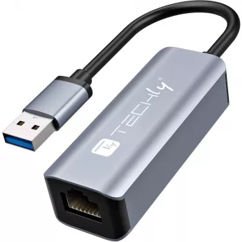 Techly IDATA USB-ETGIGA-AA kannettavan tietokoneen telakka/porttitoistin johdollinen USB 3.2 Gen 1 (3.1 Gen 1) Type-A musta, hopea