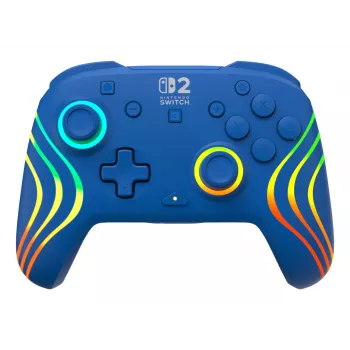 Langallinen ja langaton peliohjain Turtle Beach Afterglow Wave Blue Nintendo Switch 2:lle – Bluetooth/USB-C, RGB, sisäänrakennettu 20 tunnin akku, 3 m kaapeli