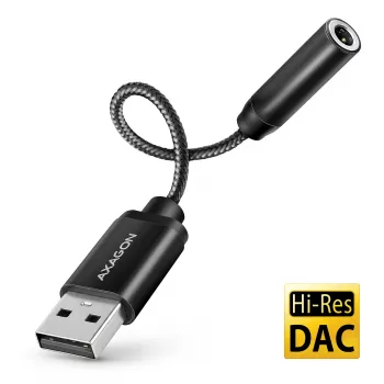 Axagon ADA-HA USB-A - 3,5 mm liitäntä Hi-Res DAC -audiosovitin, 384 kHz/32 bit, stereo