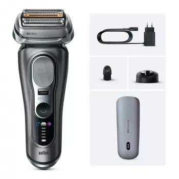 Kalvoparranajokone Braun Series 9 Pro+ 9625s – grafiitti, 5 teräpäätä, Li-Ion-akku, trimmeri, märkä ja kuiva