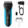 Sähköparranajokone BRAUN Series 3 3040 ladattava musta/sininen, malli 3040