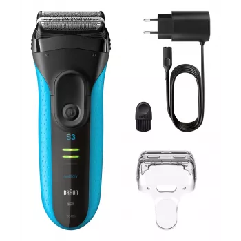 Sähköparranajokone BRAUN Series 3 3040 ladattava musta/sininen, malli 3040