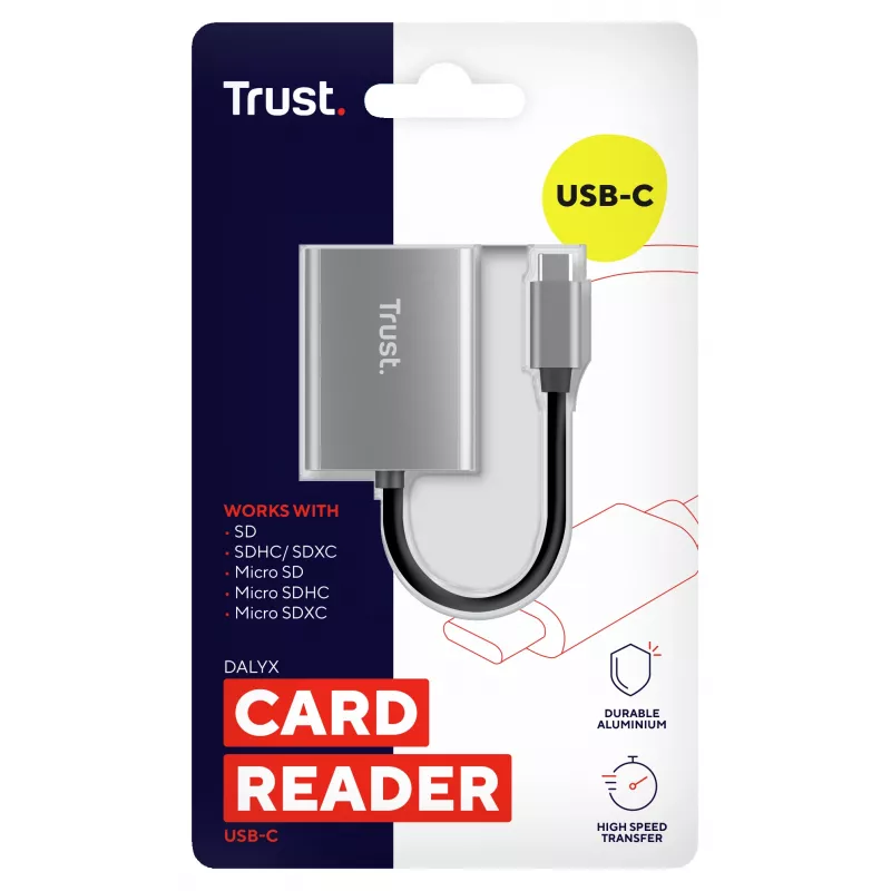 Trust 24136 kortinlukija USB 3.2 Gen 1 (3.1 Gen 1) Type-C alumiini