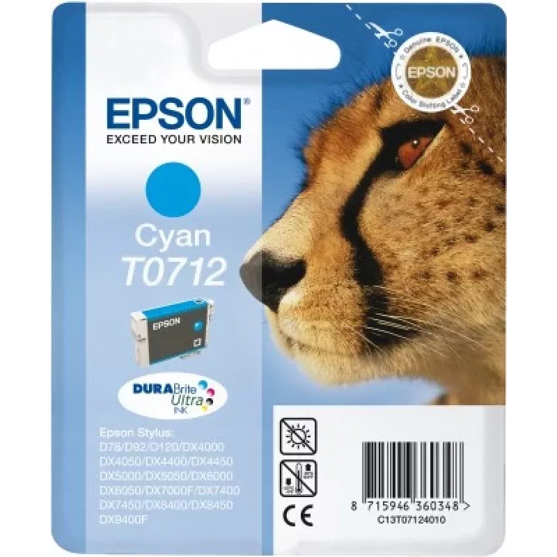 Epson Cheetah yksittäispakkaus syaani T0712 DURABrite Ultra muste
