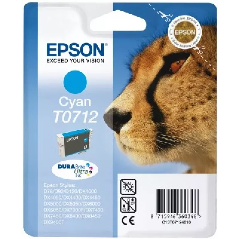 Epson Cheetah yksittäispakkaus syaani T0712 DURABrite Ultra muste