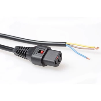 ACT virtakaapeli C13 IEC Lock avoin pää musta 2 m PC1025 230 V 10 A