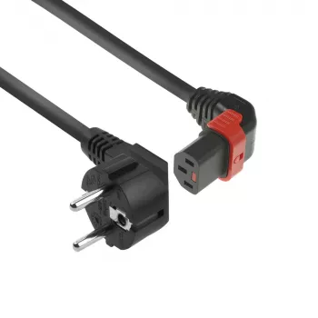 ACT virtakaapeli CEE 7/7 pistoke (kulma) – C13 IEC Lock (ylöspäin kulma) musta 2 m, EL452S