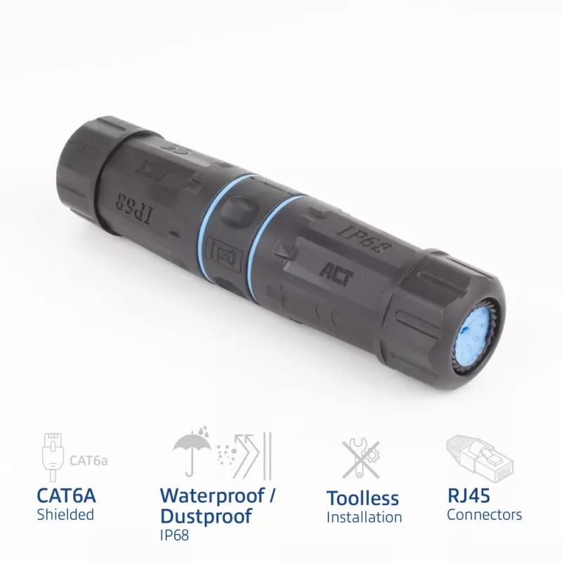 ACT suojattu CAT6A ulko-IP68 RJ45-liitos SD6522, Cat6A suojattu Ethernet-liitos