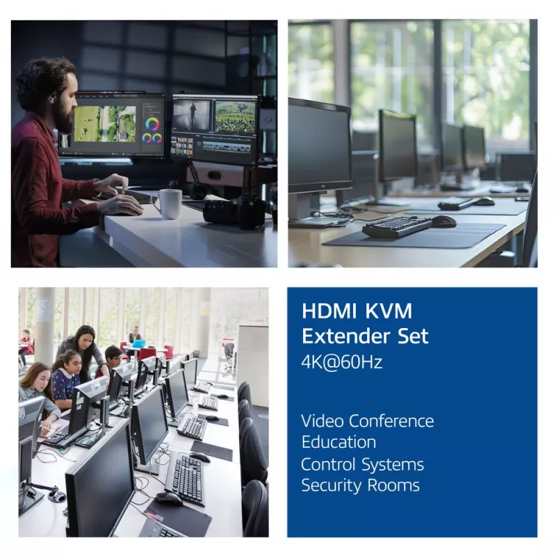 ACT 4K HDMI 2.0 KVM-jatkosarja CAT6A:n kautta jopa 70 metriin