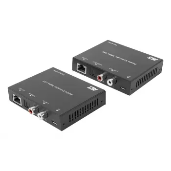 Äänen jatkosarja ACT AC7710 — digitaalinen/analoginen Cat5e/Cat6:n kautta DAC:lla, TOSLINK I/O, jopa 300 m, 5V USB-käyttöinen