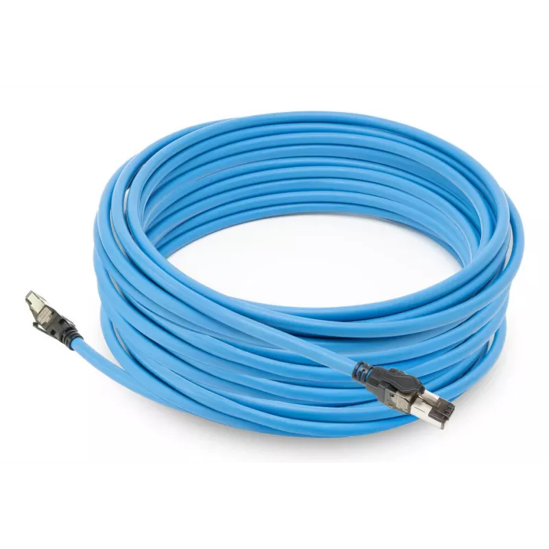 ACT sininen 30 metrin S/FTP CAT6A B2ca PoE++ 100W jäykkä valmis asennuskaapeli, RJ45 pistoke – pistoke