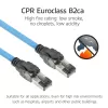 ACT sininen 50 metrin S/FTP CAT6A B2ca PoE++ 100W jäykkä valmis asennuskaapeli, RJ45 uros – uros