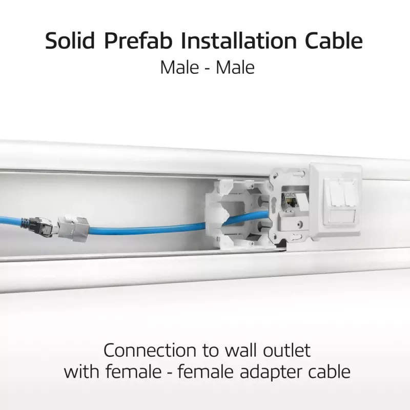 ACT sininen 55 metrin S/FTP CAT6A B2ca PoE++ 100W jäykkä valmis asennuskaapeli, RJ45 pistoke – pistoke