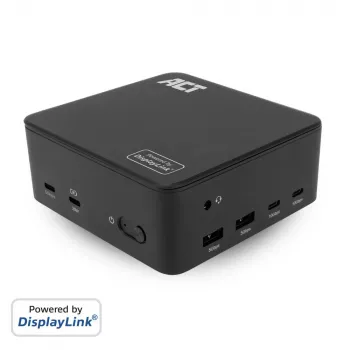 ACT universaali USB-C-telakka 4K, 3 HDMI/DisplayPort-näytölle, DisplayLink