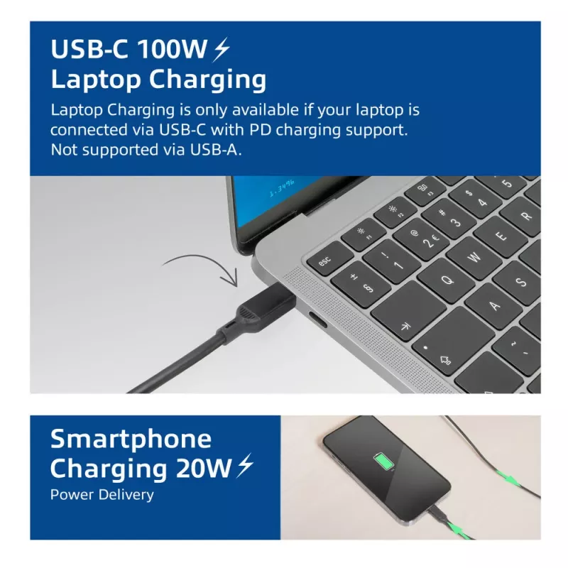 ACT universaali USB-C-telakka 4K, 3 HDMI/DisplayPort-näytölle, DisplayLink