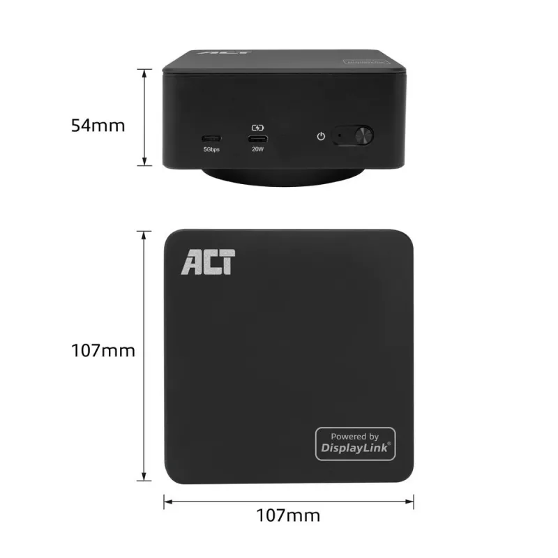 ACT universaali USB-C-telakka 4K, 3 HDMI/DisplayPort-näytölle, DisplayLink