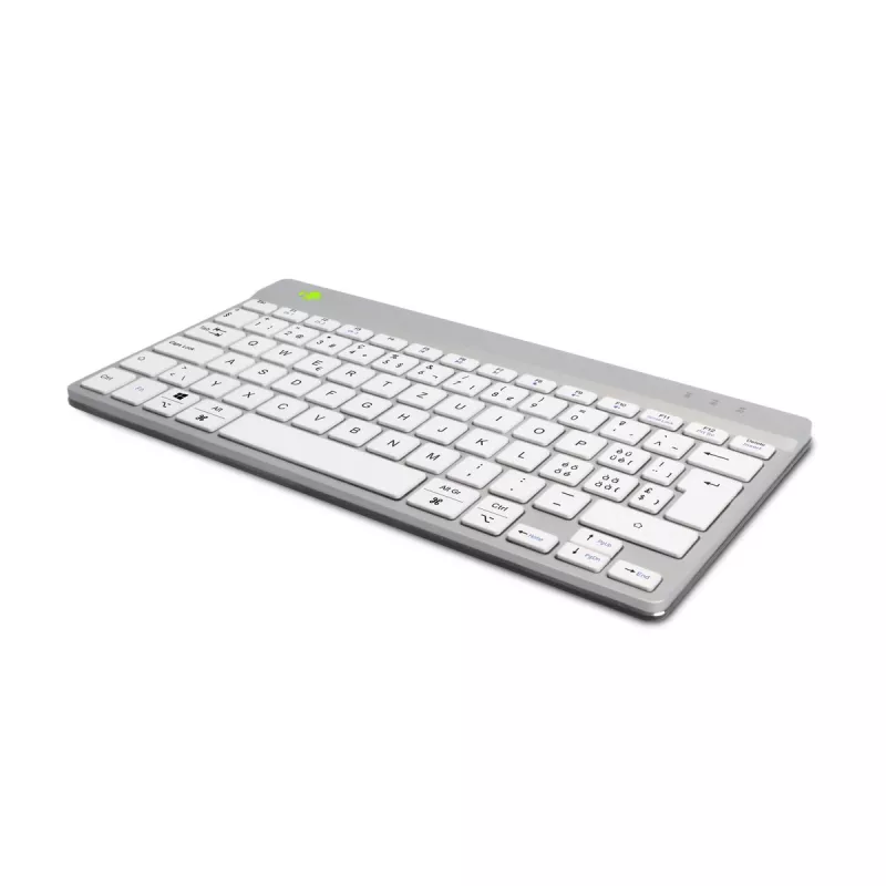 R-Go Tools ergonominen näppäimistö R-Go Compact Break, kompakti näppäimistö tauko-ohjelmistolla, QWERTZ (CH), Bluetooth, valkoinen