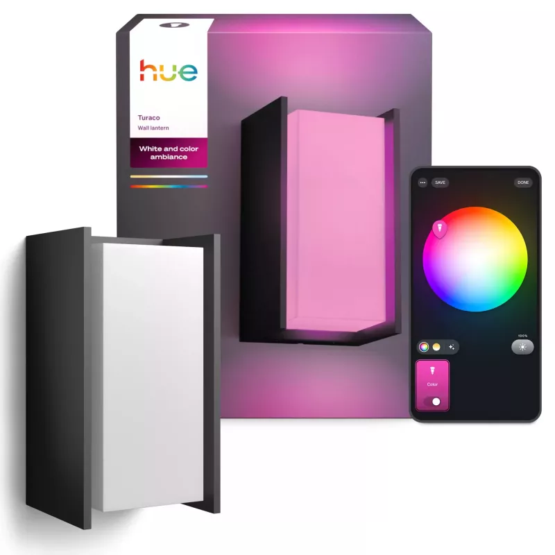 Ulkoseinävalaisin Signify Philips Hue Turaco — White & Colour Ambience, antrasiitti, Bluetooth/Zigbee, alumiini