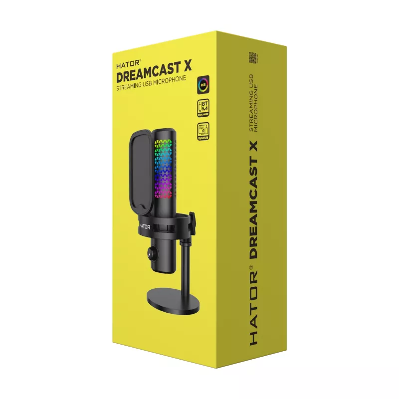 HATOR Dreamcast X, musta, podcast-mikrofoni, -32 dB, 20 - 16 000 Hz, 16 bit, 96 kHz, 70 dB