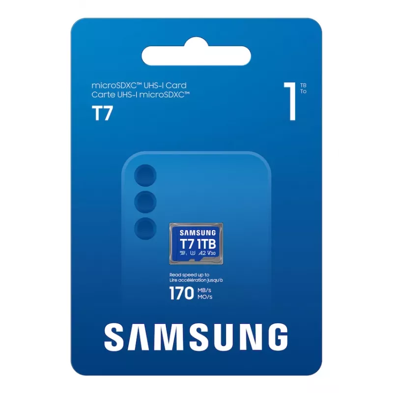 Samsung T7 microSD-kortti, 1 TB, MicroSDXC, UHS-I, 170 MB/s, luokka 3 (U3), V30