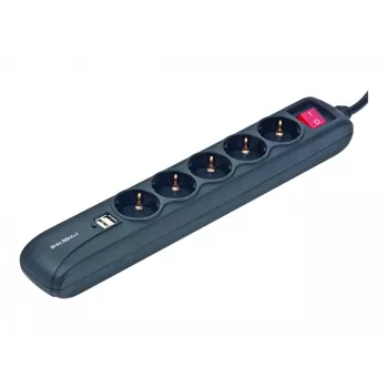 Jatkojohto 1,5m/5 pistorasiaa +2USB SPG5-U2-5 Gembird