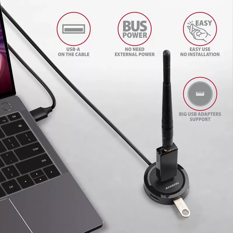 AXAGON HUE-P1AL keskitin 4-porttinen USB 3.2 Gen 1 pyöreä