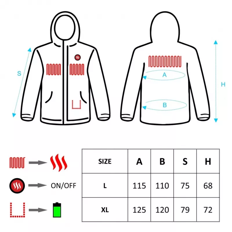 Lämmitettävä miesten takki, koko: L, XL