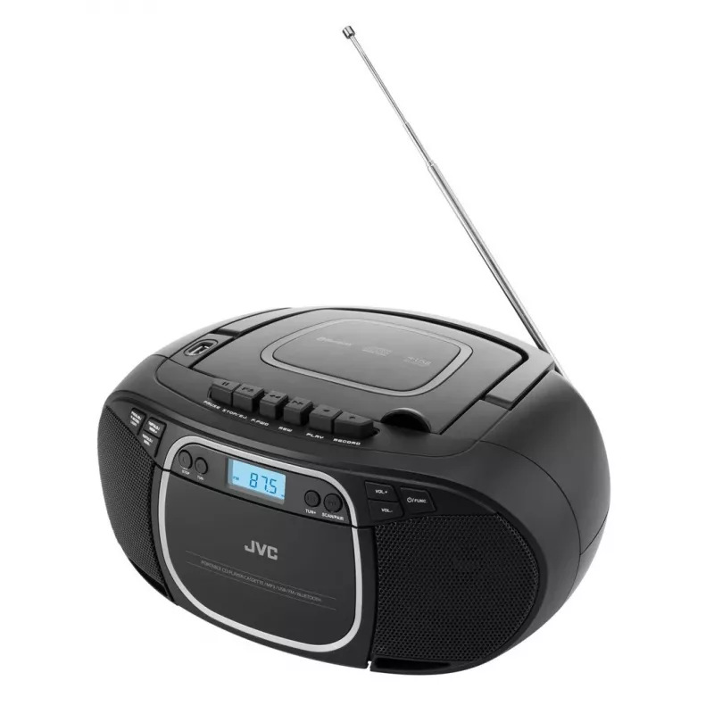 Kannettava CD-soitin JVC RC-E451B musta — CD/MP3, Bluetooth, FM 87,5–108 MHz, USB, AUX, 3,2 W RMS