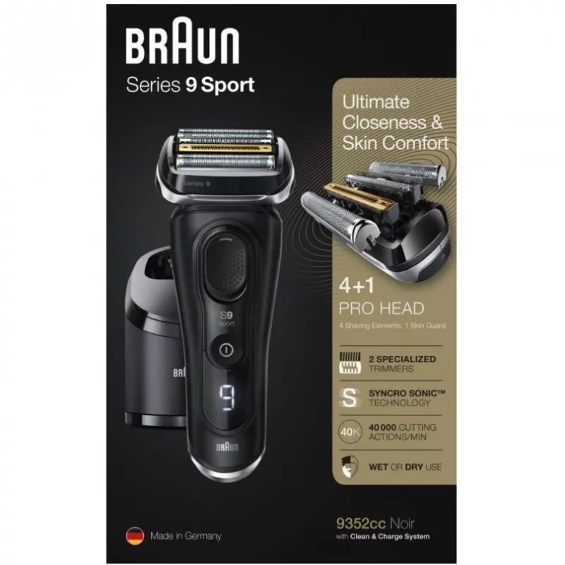 Braun Series 9 9352cc Sport kalvosparranajokone trimmeri musta harmaa