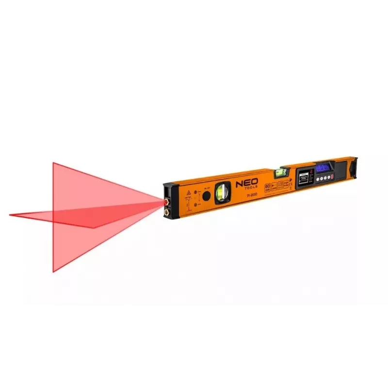 Neo Tools vesivaaka elektronisella näytöllä ja laserosoittimella 60 cm