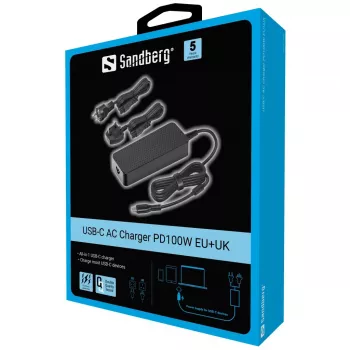 Sandberg 135-82 USB-C AC-laturi PD100W EU+UK