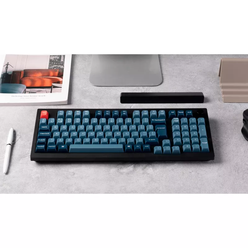 V5 Max, pelinäppäimistö musta/sininen-harmaa, DE-asettelu, Gateron Jupiter Banana, Hot-Swap, RGB