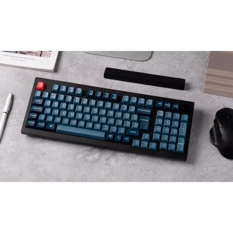 V5 Max, pelinäppäimistö musta/sininen-harmaa, DE-asettelu, Gateron Jupiter Banana, Hot-Swap, RGB