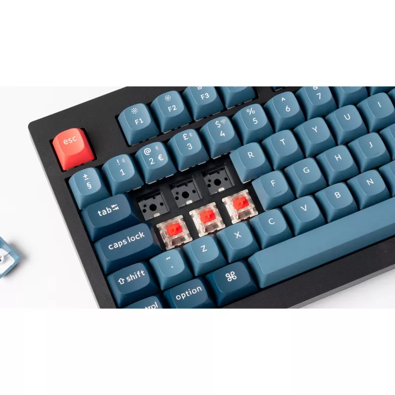 V5 Max, pelinäppäimistö musta/sininen-harmaa, DE-asettelu, Gateron Jupiter Banana, Hot-Swap, RGB