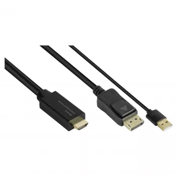 Alcasa HDMI-DP020 videokaapeli-sovitin 2 m HDMI Type-A DisplayPort musta