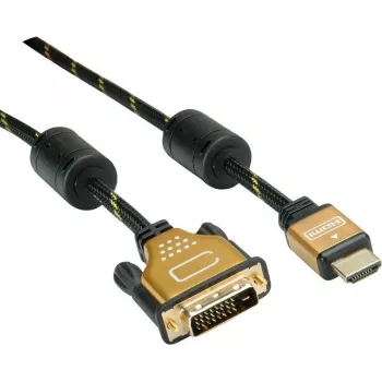 Roline Gold - videokaapeli - Dual Link - HDMI / DVI - DVI-D (uros) HDMI (uros) - 5 m - suojattu - musta, kulta - 4K-tuki