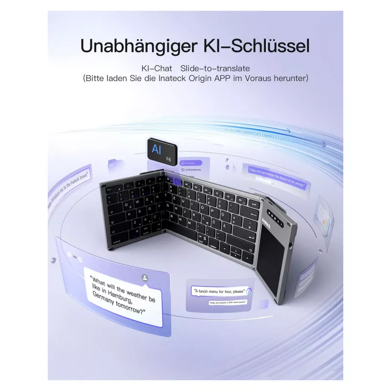 Inateck KB06101_STEEL GRAY näppäimistö Home RF Wireless + Bluetooth QWERTZ English musta